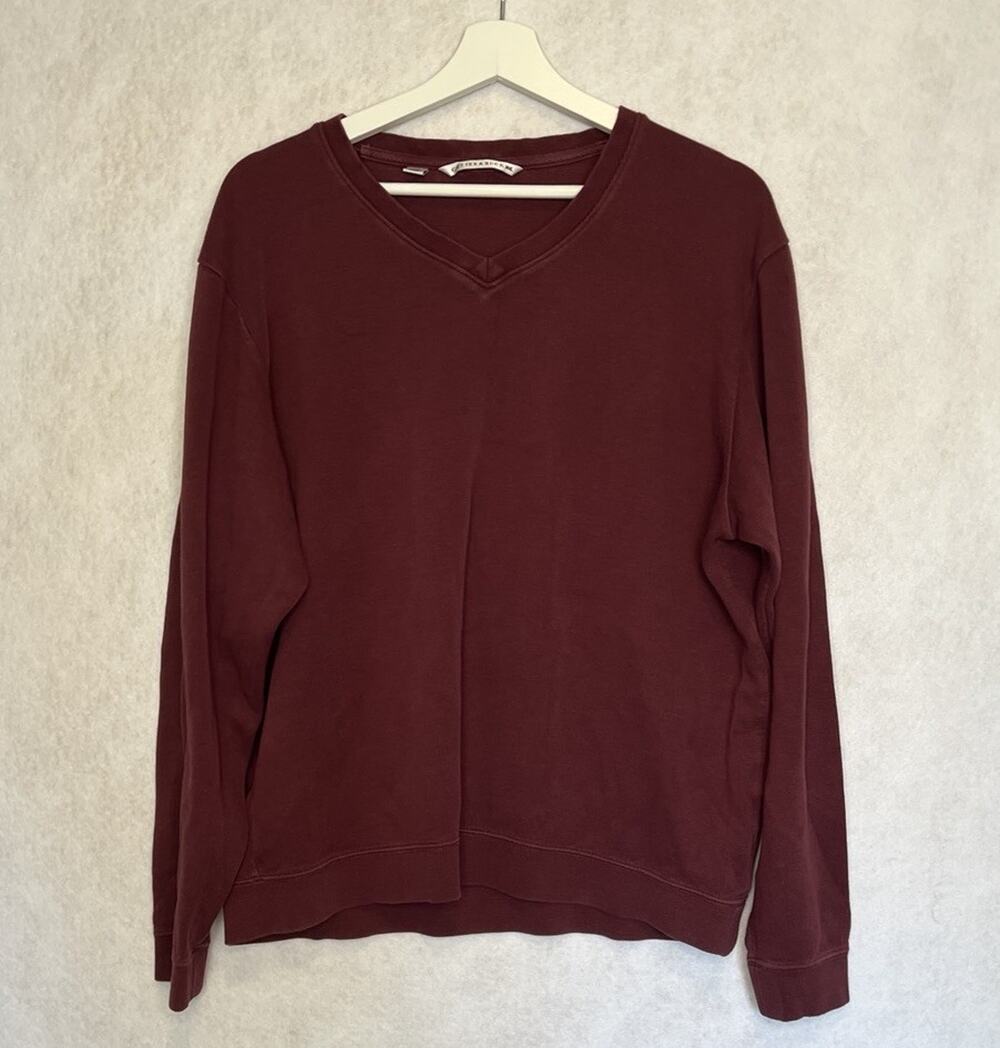 Cutter & Buck Men’s V-Neck Shirt Sweater L Pima Cotton Burgundy